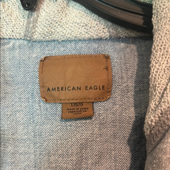 American Eagle Outfitters Denim Jacket with Gray Hood - Picture 2 of 6